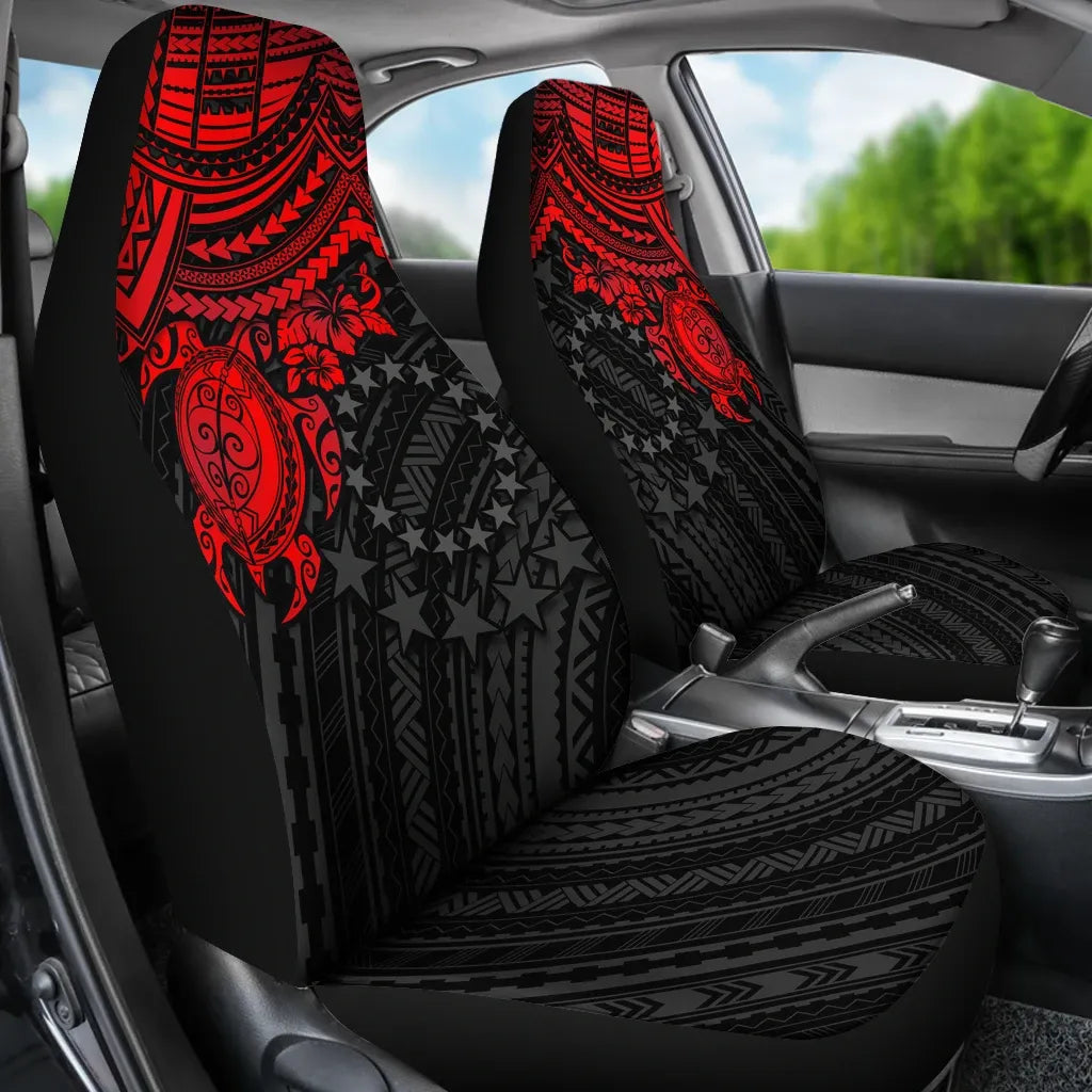 Cook Islands Car Seat Covers - Cook Islands Flag Red Turtle
