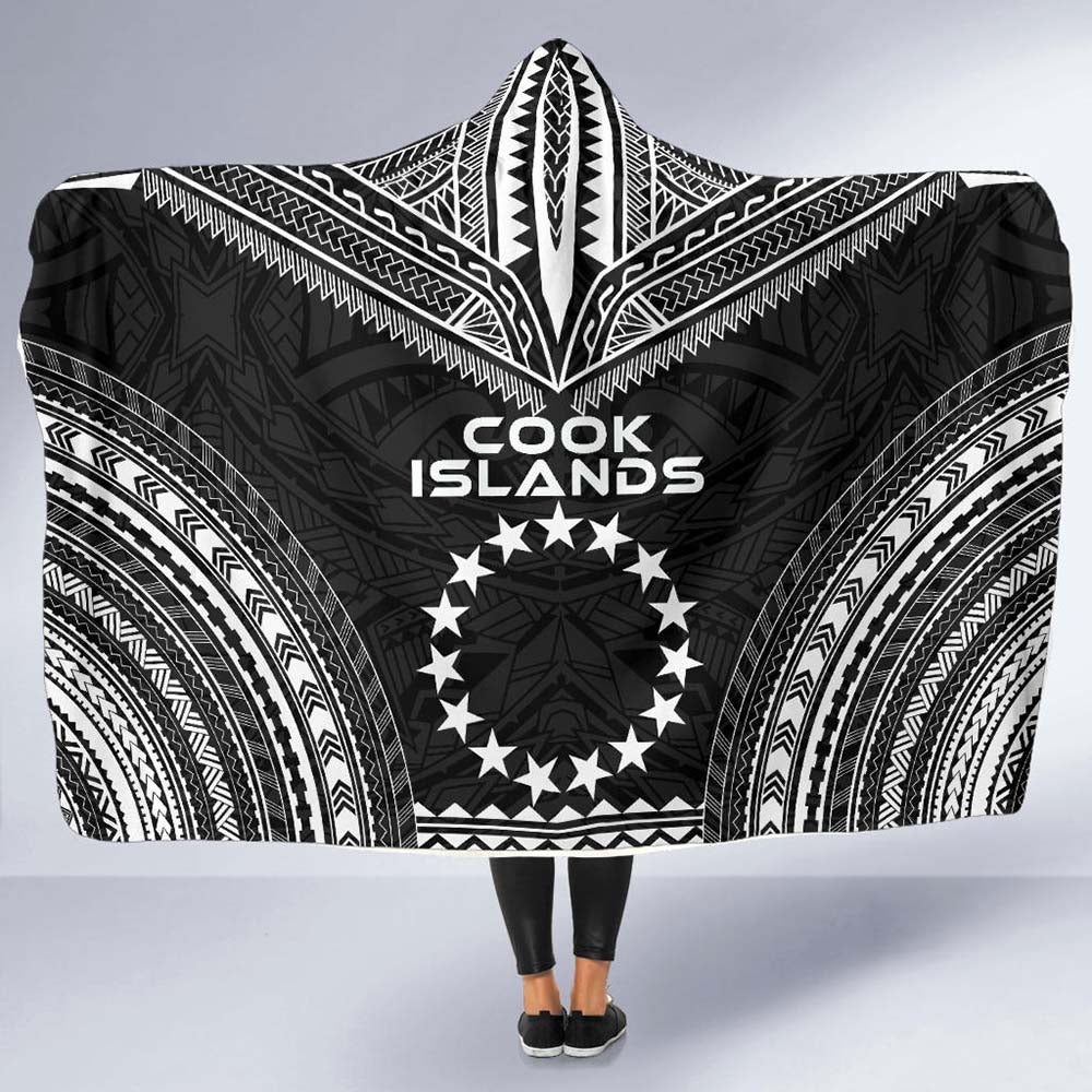 Cook Islands Polynesian Chief Hooded Blanket - Black Version