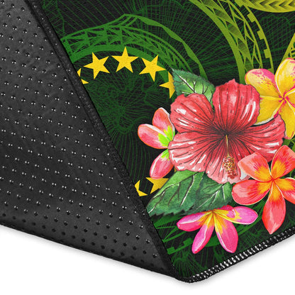 Cook Islands Polynesian Custom Personalised Area Rug - Floral With Seal Flag Color