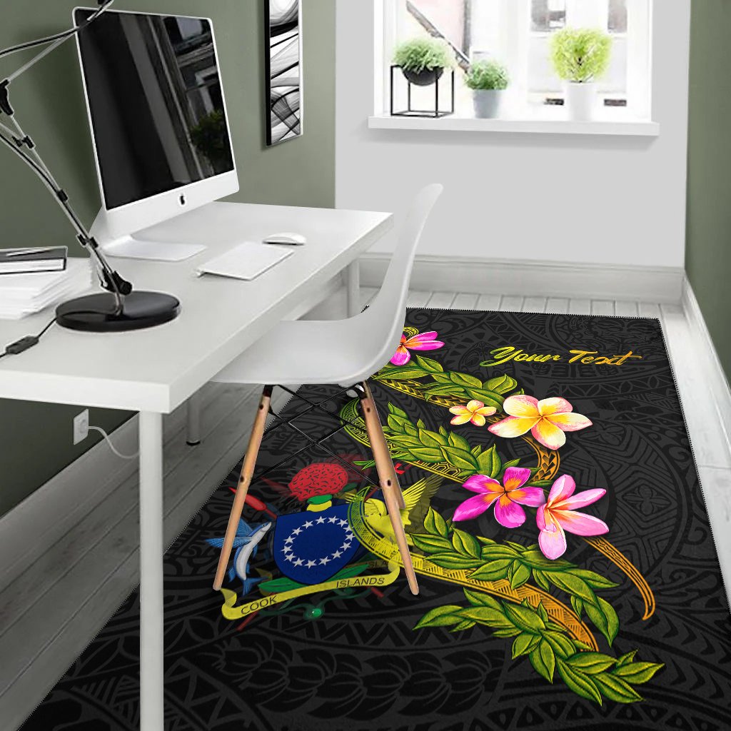 Cook Islandss Polynesian Custom Personalised Area Rug - Plumeria Tribal