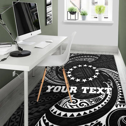 Cook Islandss Polynesian Custom Personalised Area Rug - White Tribal Wave