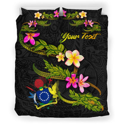 Cook Islands Polynesian Custom Personalised Bedding Set - Plumeria Tribal