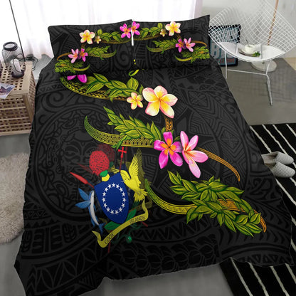Cook Islands Polynesian Custom Personalised Bedding Set - Plumeria Tribal