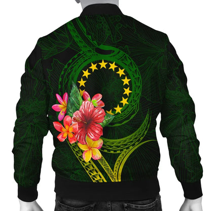 Cook Islands Polynesian Custom Personalised Bomber Jacket - Floral With Seal Flag Color