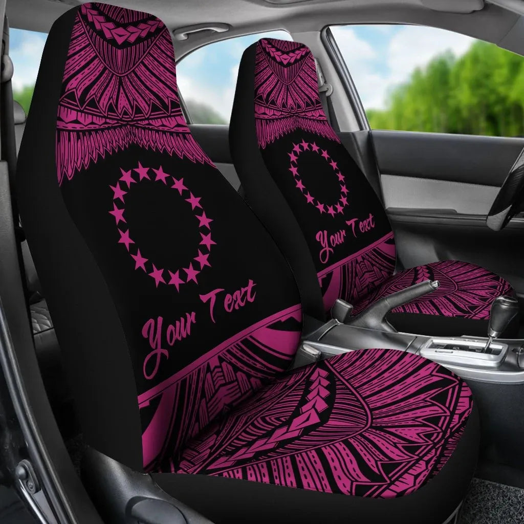 Cook Islands Polynesian Custom Personalised Car Seat Covers - Pride Pink Version