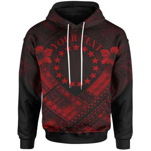 Cook Islands Polynesian Custom Personalised Hoodie- Cook Islands Red Seal Camisole Hibiscus Style