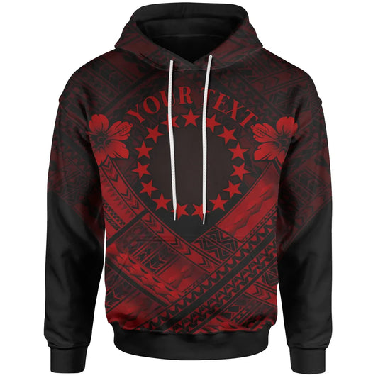 Cook Islands Polynesian Custom Personalised Hoodie- Cook Islands Red Seal Camisole Hibiscus Style