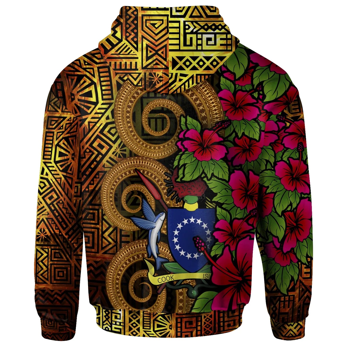 Cook Islands Polynesian Custom Personalised Hoodie - Hibiscus Vintage