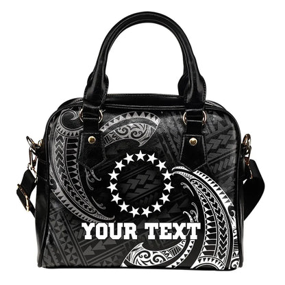 Cook Islands Polynesian Custom Personalised Shoulder Handbag - White Tribal Wave