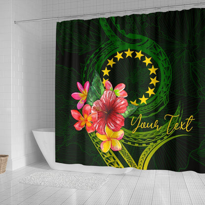 Cook Islands Polynesian Custom Personalised Shower Curtain- Floral With Seal Flag Color