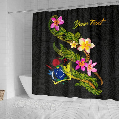 Cook Islands Polynesian Custom Personalised Shower Curtain - Plumeria Tribal