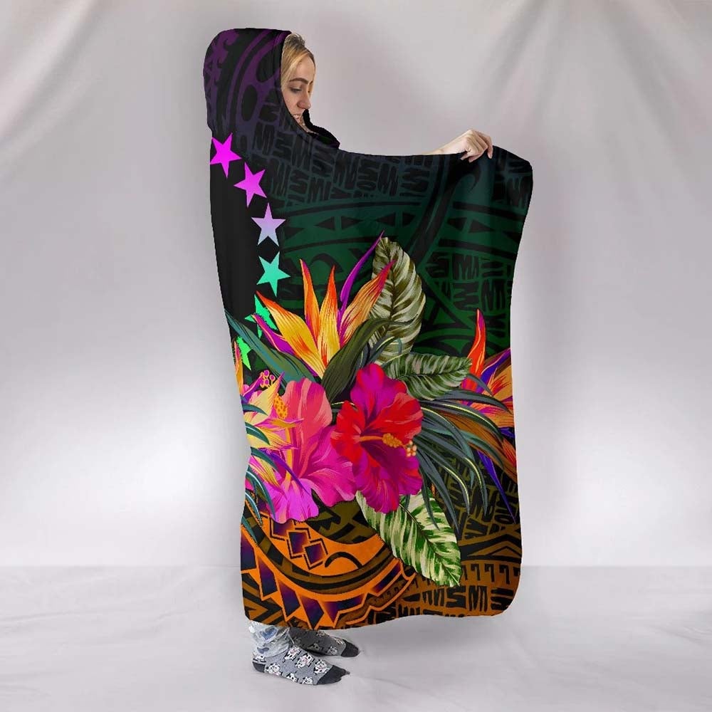 Cook Islands Polynesian Hooded Blanket - Summer Hibiscus