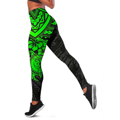 Cook Islands Polynesian Legging - Green Turtle