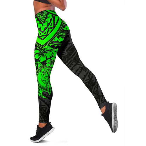 Cook Islands Polynesian Legging - Green Turtle