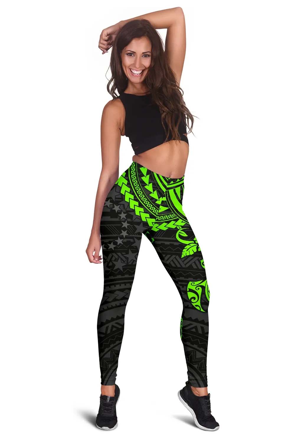 Cook Islands Polynesian Legging - Green Turtle