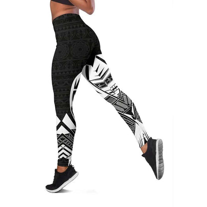 Cook Islands Polynesian Legging - Polynesian Tattoo Black Version