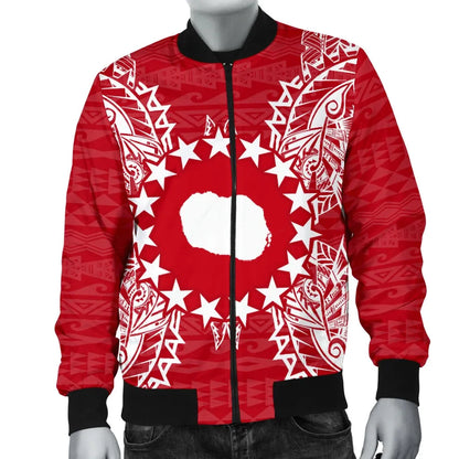 Cook Islands Polynesian Bomber Jacket Map Red White