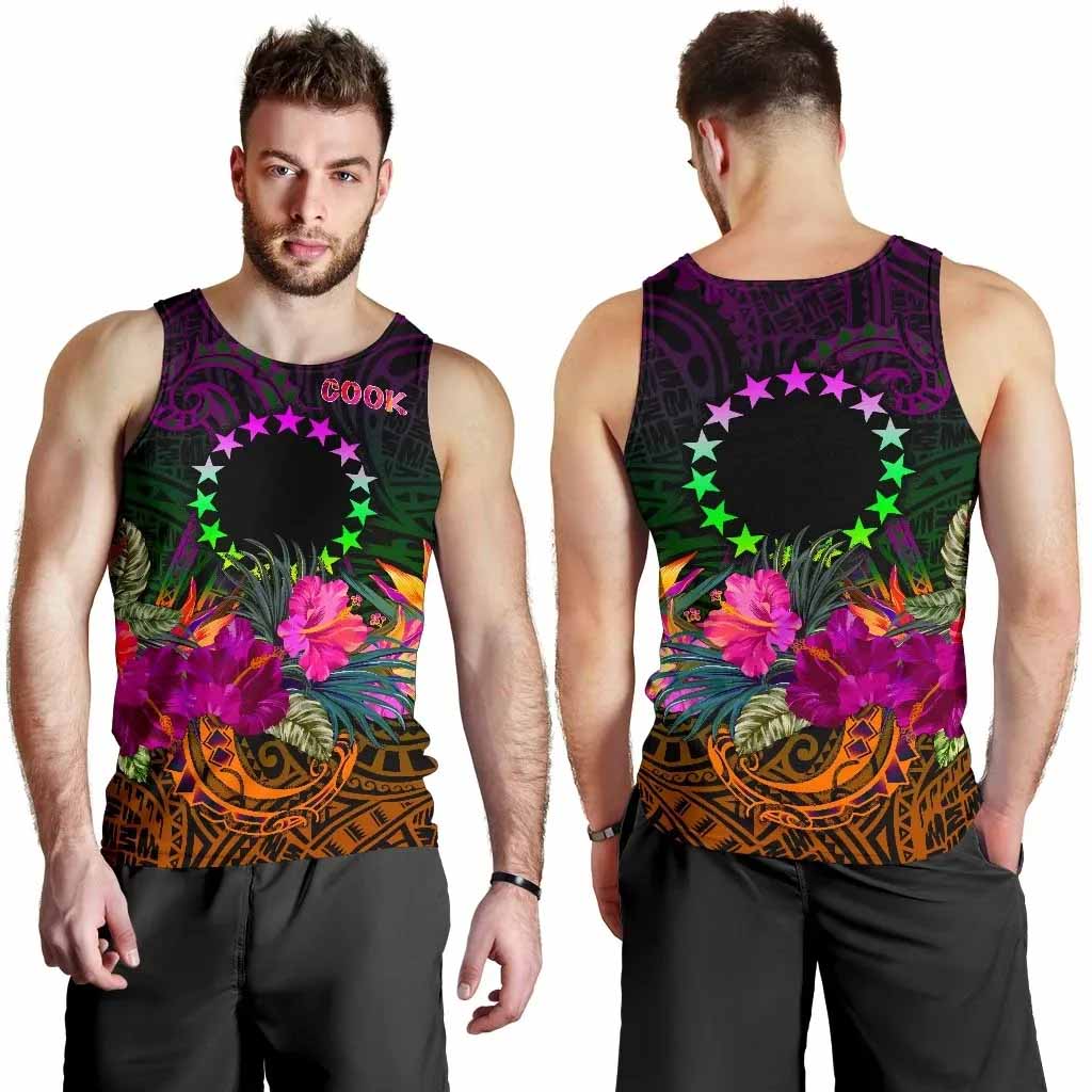 Cook Islands Polynesian Men Tank Top - Summer Hibiscus