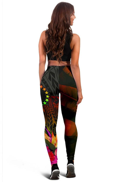 Cook Islands Polynesian Personalised Legging -  Hibiscus and Banana Leaves