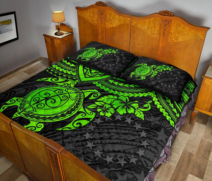 Cook Islands Polynesian Quilt Bed Set - Green Turtle