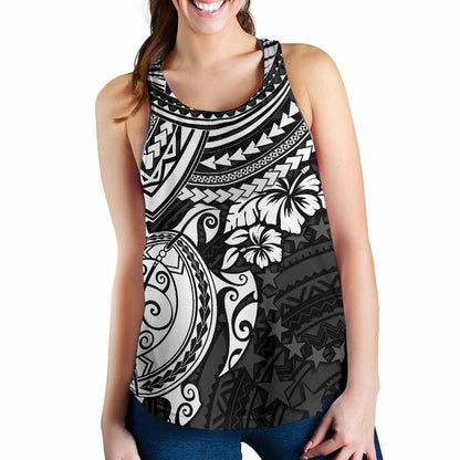Cook Islands Polynesian Racerback Tank (Women) - White Turtle