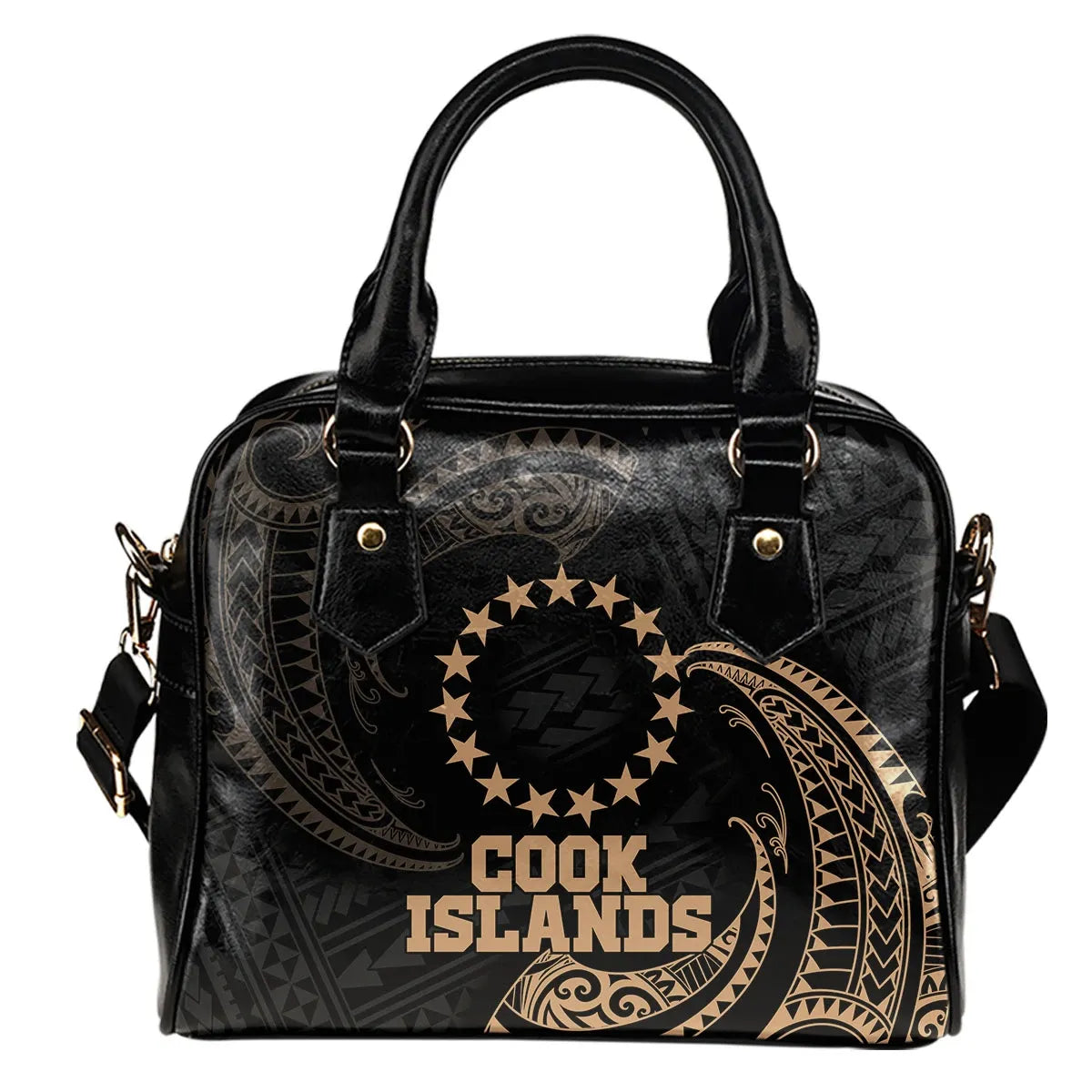 Cook Islands Polynesian Shoulder Handbag - Gold Tribal Wave