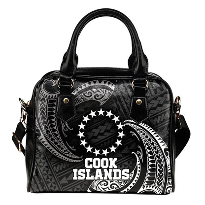 Cook Islands Polynesian Shoulder Handbag - White Tribal Wave