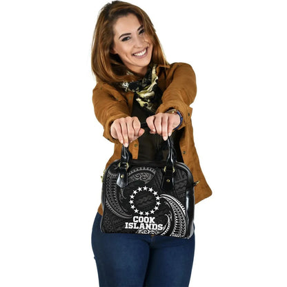 Cook Islands Polynesian Shoulder Handbag - White Tribal Wave