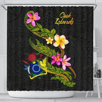 Cook Islands Polynesian Shower Curtain - Plumeria Tribal