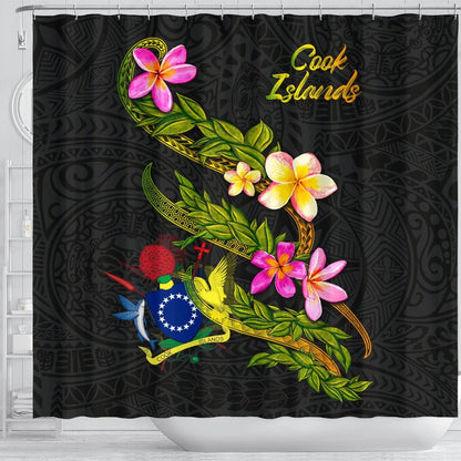 Cook Islands Polynesian Shower Curtain - Plumeria Tribal