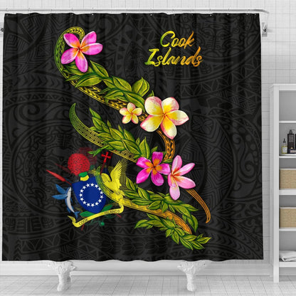 Cook Islands Polynesian Shower Curtain - Plumeria Tribal
