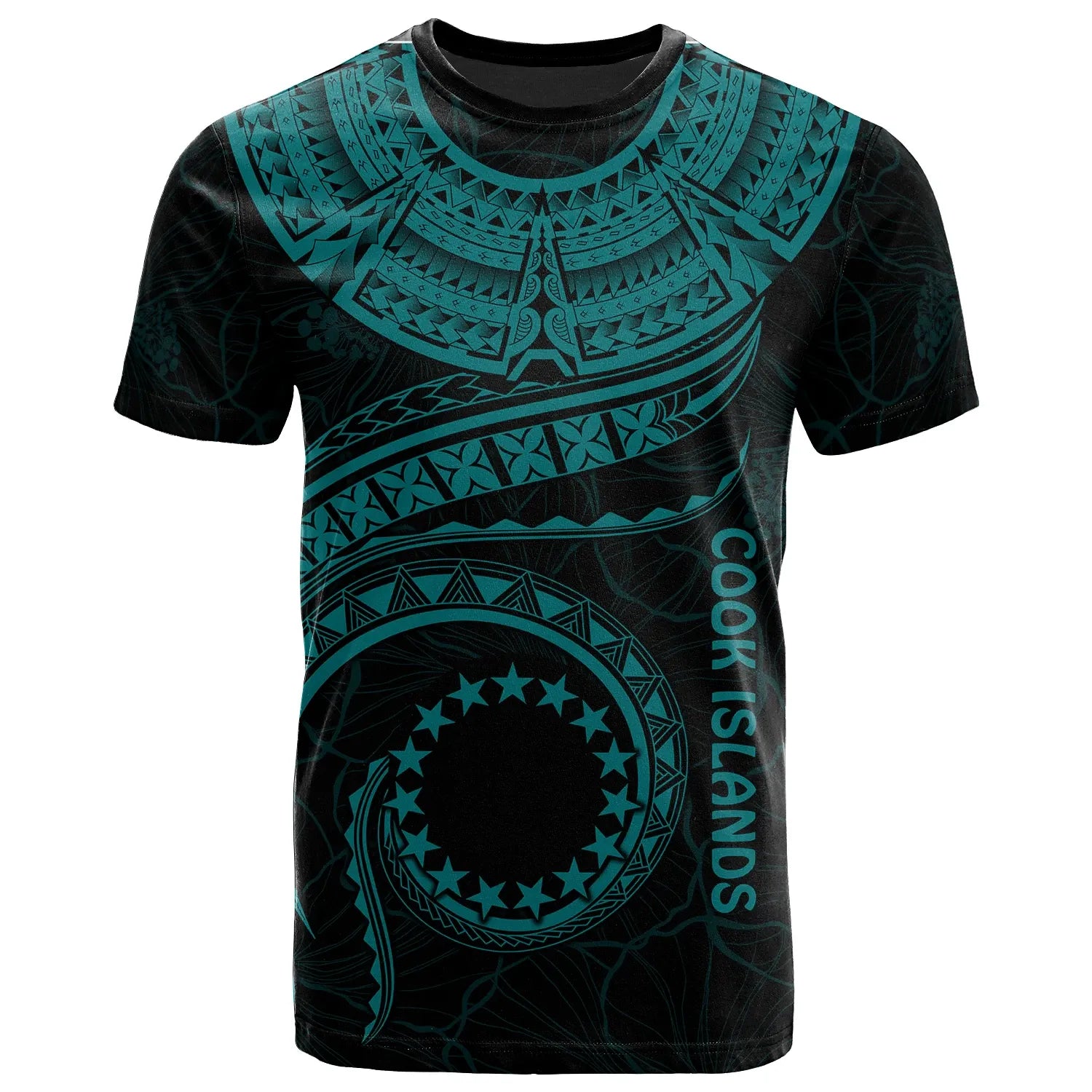 Cook Islands Polynesian T-shirt - Cook Islands Waves (Turquoise)