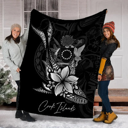 Cook Islands Premium Blanket - Fish With Plumeria Flowers Style
