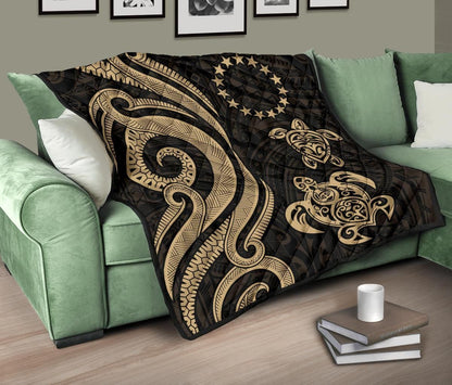 Cook Islands Premium Quilt - Gold Tentacle Turtle