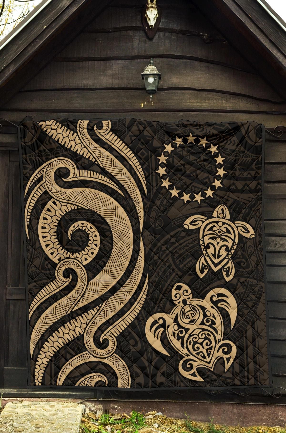 Cook Islands Premium Quilt - Gold Tentacle Turtle