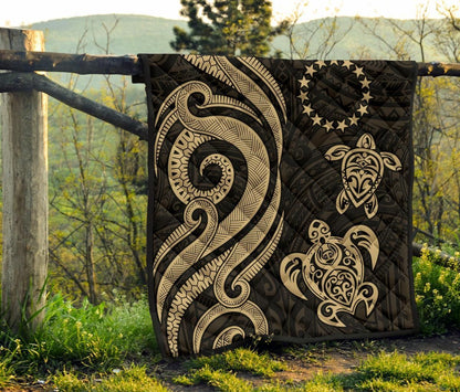 Cook Islands Premium Quilt - Gold Tentacle Turtle