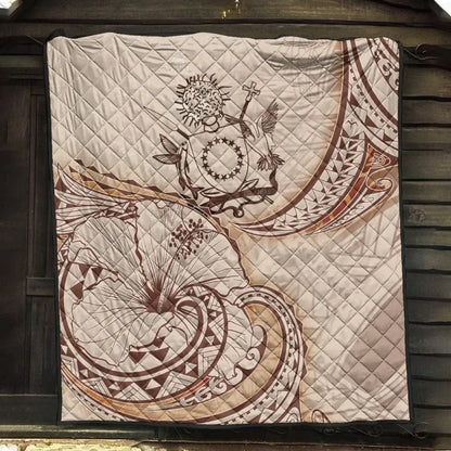 Cook Islands Premium Quilt - Hibiscus Flowers Vintage Style