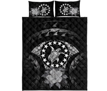 Cook Islands Polynesian Quilt Bed Set Hibiscus Gray