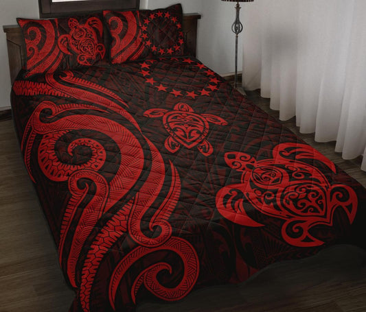 Cook Islands Quilt Bed Set - Red Tentacle Turtle