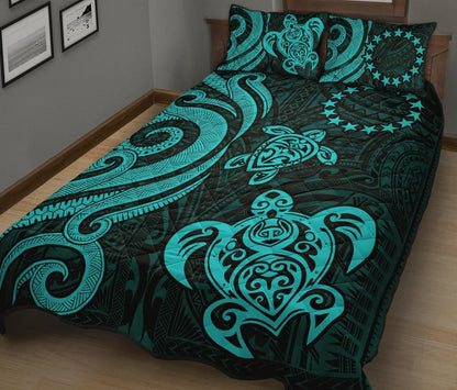 Cook Islands Quilt Bed Set - Turquoise Tentacle Turtle
