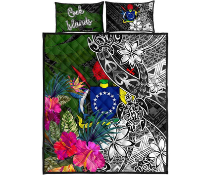 Cook Islands Quilt Bed Set - Turtle Plumeria Banana Leaf