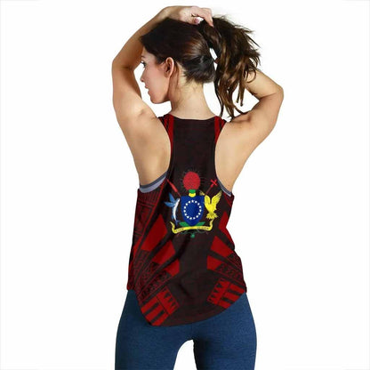 Cook Islands Women Racerback Tank - Polynesian Tattoo Red