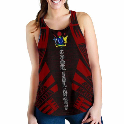 Cook Islands Women Racerback Tank - Polynesian Tattoo Red
