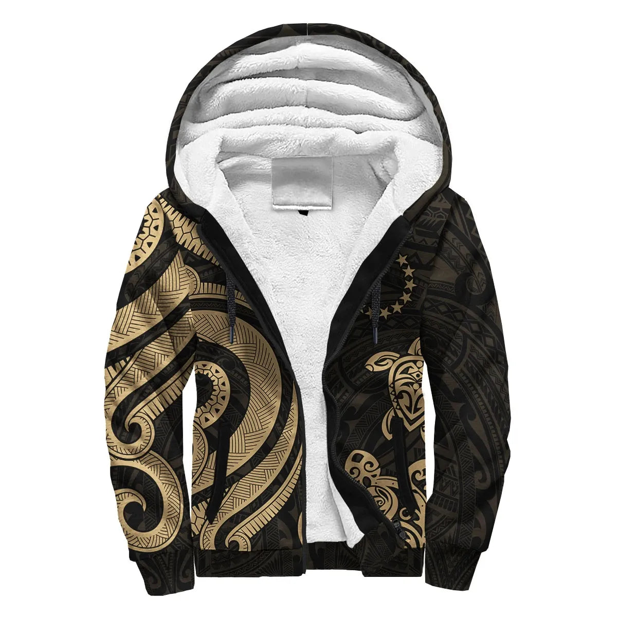 Cook Islands Sherpa Hoodie - Gold Tentacle Turtle