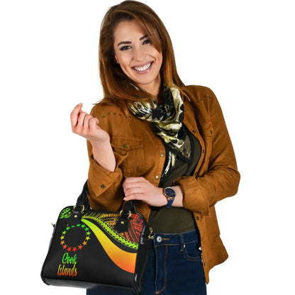 Cook Islands Shoulder Handbag - Reggae Polynesian Tentacle Tribal Pattern