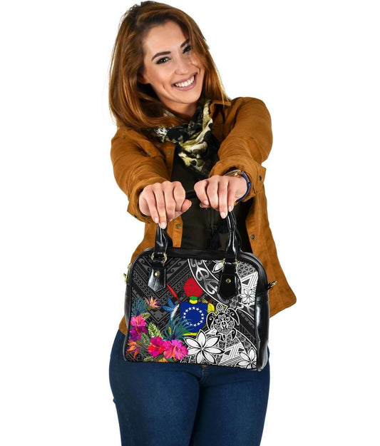 Cook Islands Shoulder Handbag - Turtle Plumeria Banana Leaf