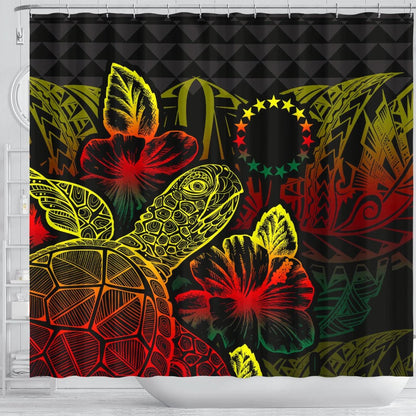 Cook Islands Shower Curtain Turtle Hibiscus Reggae
