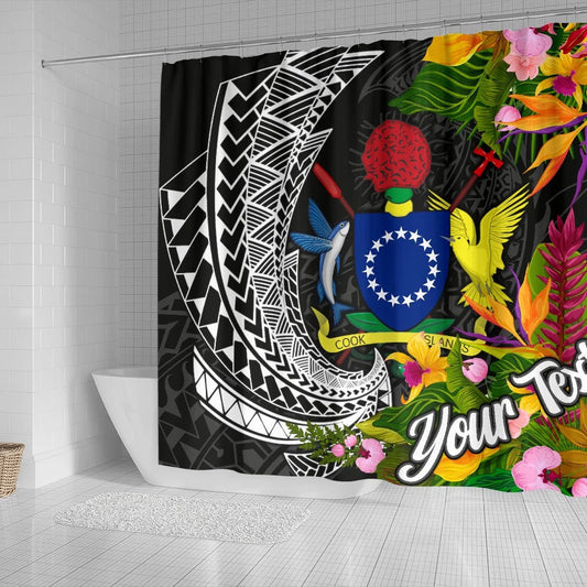 Cook Islands Shower Curtains - Custom Personalised Seal Spiral Polynesian Patterns