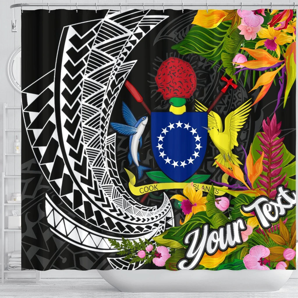 Cook Islands Shower Curtains - Custom Personalised Seal Spiral Polynesian Patterns