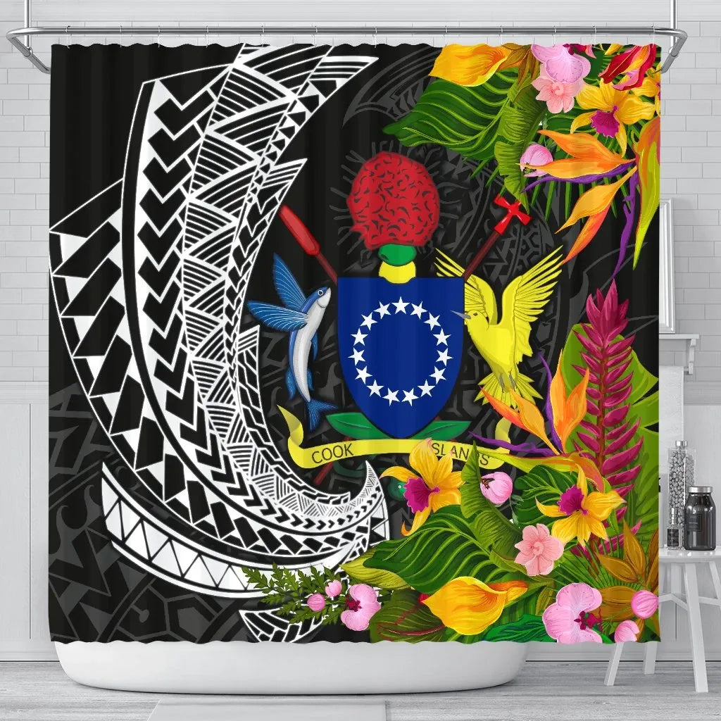 Cook Islands Shower Curtains - Seal Spiral Polynesian Patterns
